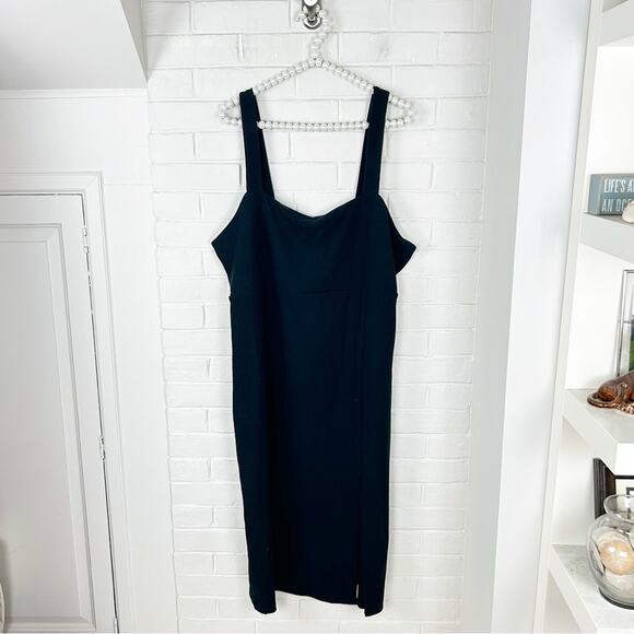 Forever 21 Plus Size Black Ribbed Stretchy Knit Leg Slit Dress Size 3X - Picture 3 of 9